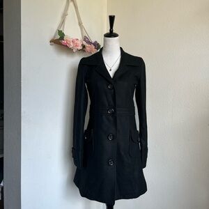 Womens Black Long PeaCoat size m
